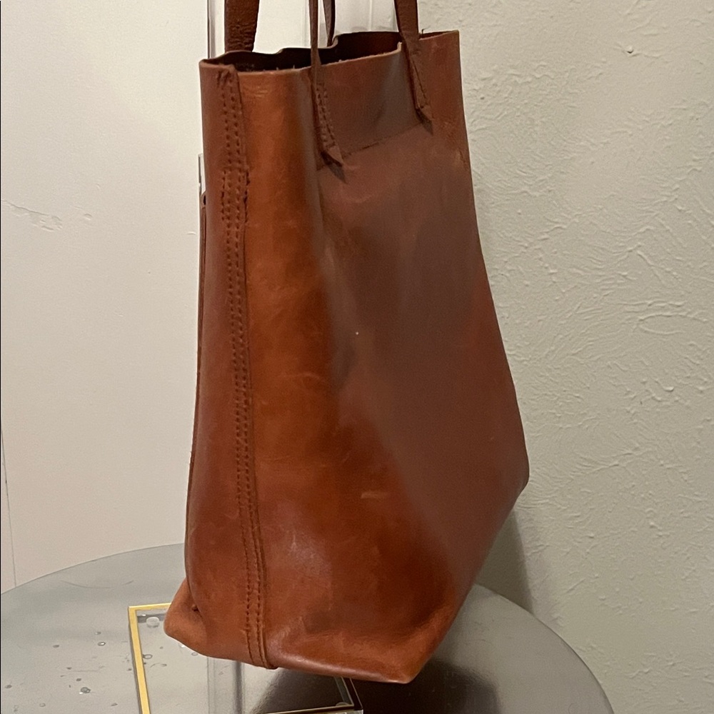 Madewell Medium Transport English Saddle Brown Leather Tote Bag Purse - Picture 4 of 13